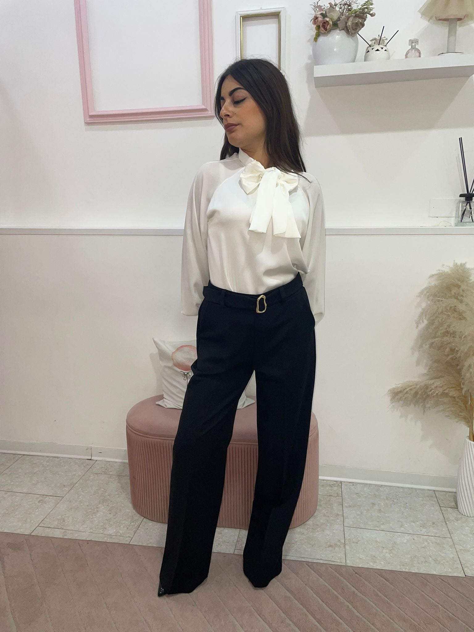 camicia raso con fiocco