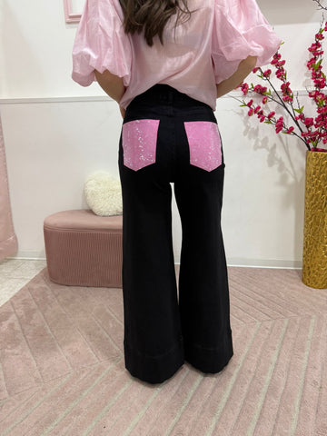 jeans tasca brillantini