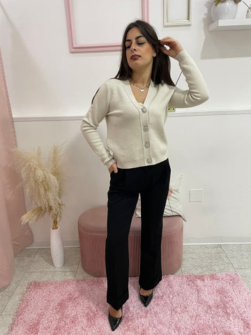 Cardigan bottone gioiello