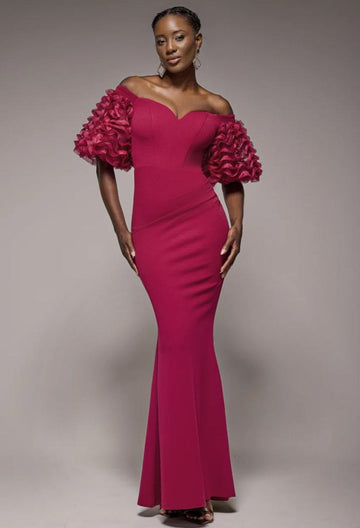 Abito con  manica in rouches